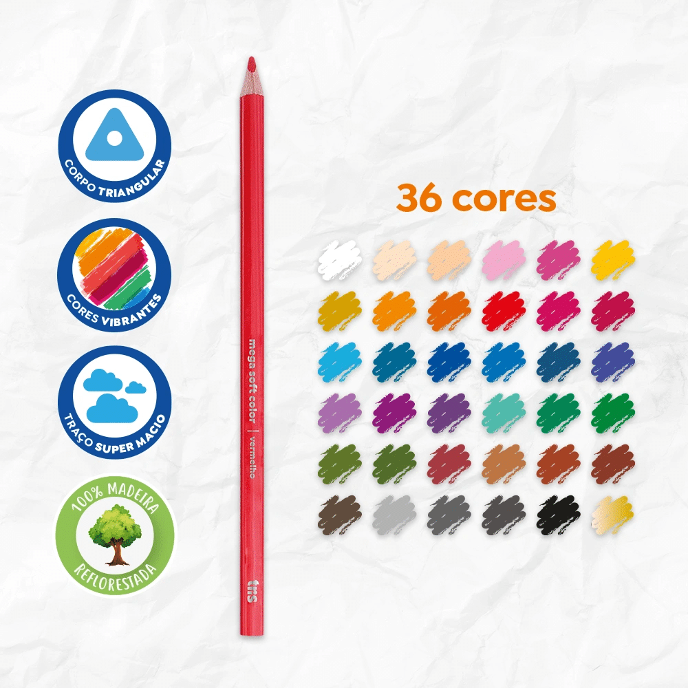 Lapices De Colores Tris Mega Soft 36 Col. 3mm. - Imagen 2